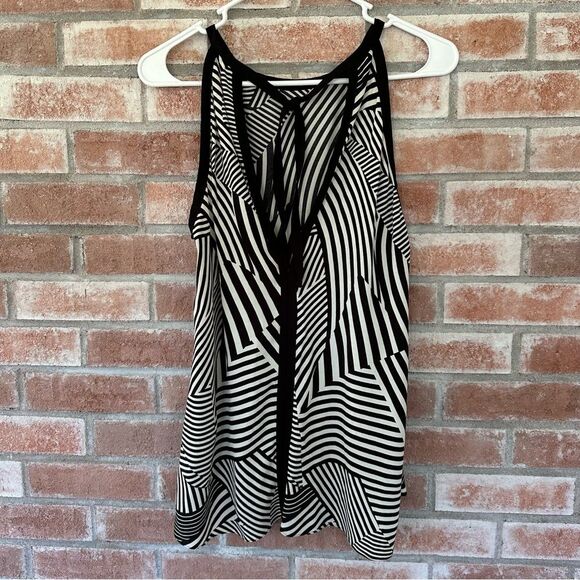 Zara Abstract Striped Tie Back Tank Top NEW Women’s XS Black White - Picture 7 of 9